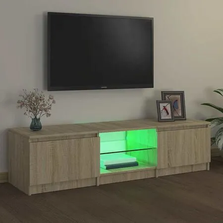  Comodă TV cu lumini LED, stejar sonoma, 140x40x35,5 cm