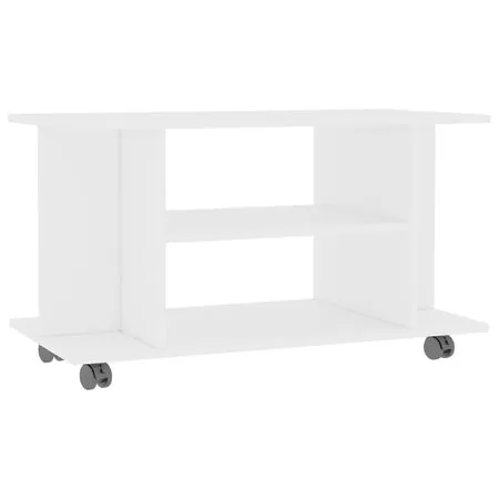  Comodă TV cu roți, alb, 80x40x45 cm, lemn prelucrat
