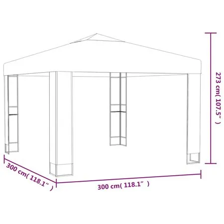  Pavilion cu acoperiș dublu & lumini LED, antracit, 3x3 m