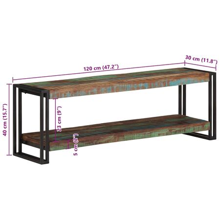  Comodă TV, 120 x 30 x 40 cm, lemn masiv reciclat