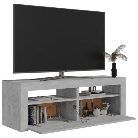  Comodă TV cu lumini LED, gri beton, 120x35x40 cm