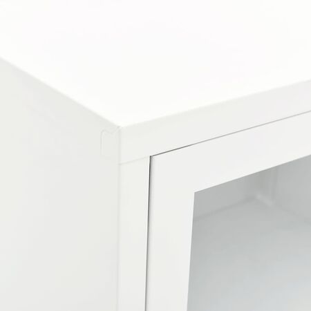  Dulap TV, alb, 90x30x44 cm, oțel și sticlă