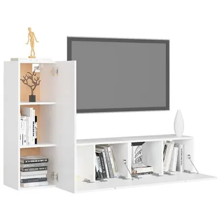  Set dulapuri TV, 3 piese, alb, lemn prelucrat