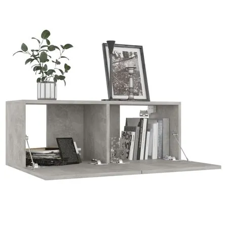  Dulapuri TV, 4 buc., gri beton, 80x30x30 cm, lemn prelucrat