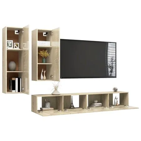  Set de dulapuri TV, 4 piese, stejar sonoma, lemn prelucrat