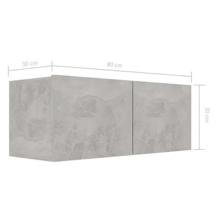  Set de dulapuri TV, 8 piese, gri beton, lemn prelucrat