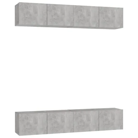  Dulapuri TV, 4 buc., gri beton, 80x30x30 cm, lemn prelucrat