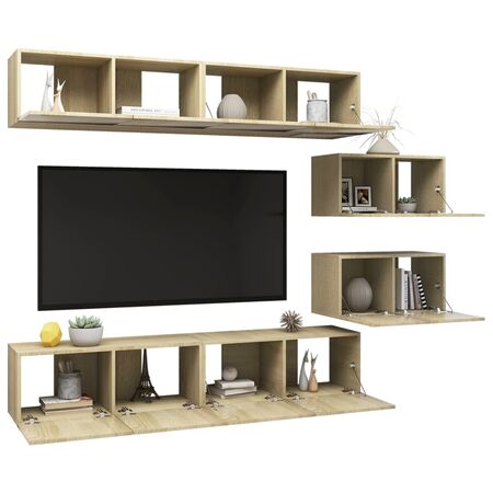  Set de dulapuri TV, 6 piese, stejar sonoma, lemn prelucrat