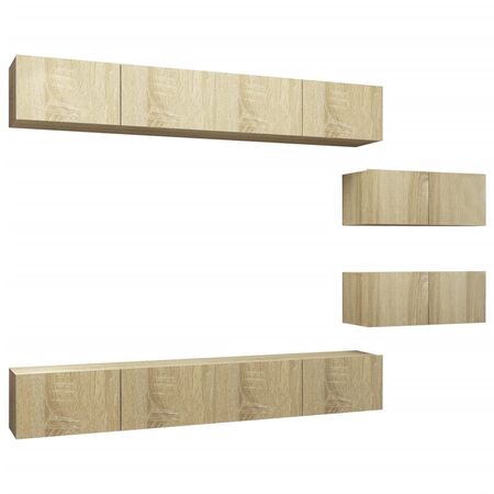  Set de dulapuri TV, 6 piese, stejar sonoma, lemn prelucrat