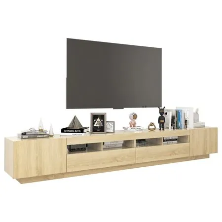  Comodă TV cu lumini LED, stejar Sonoma, 260x35x40 cm