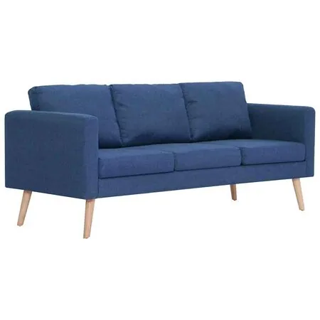  Canapea cu 3 locuri, albastru, material textil