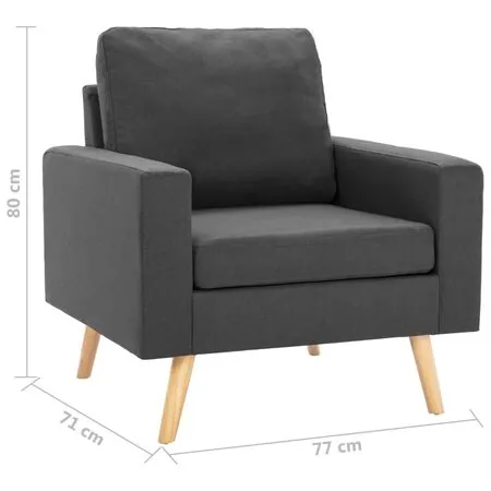  Set de canapele, 2 piese, gri închis, material textil