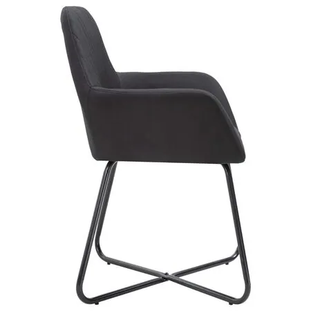  Scaune de bucătărie, 2 buc. negru, textil