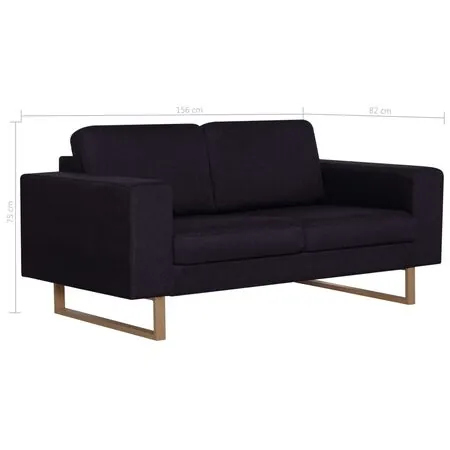  Canapea cu 2 locuri, negru, material textil