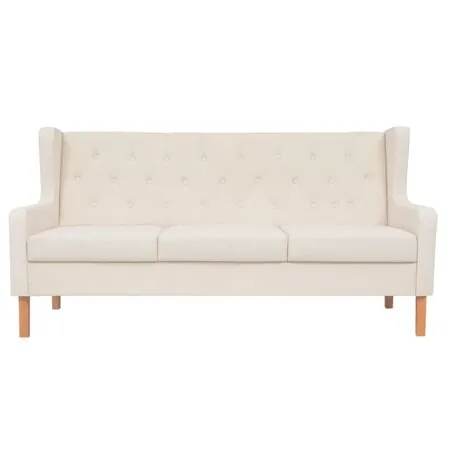  Canapea cu 3 locuri, material textil, alb crem