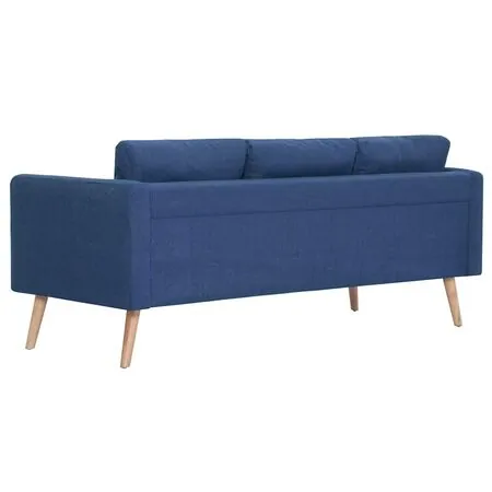  Canapea cu 3 locuri, albastru, material textil