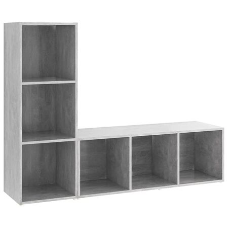  Dulapuri TV, 2 buc gri beton, 107x35x37 cm, lemn prelucrat