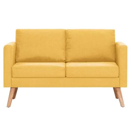  Canapea cu 2 locuri, galben, material textil