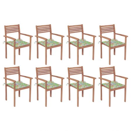 Set 8 bucati scaune de gradina stivuibile cu perne, multicolor