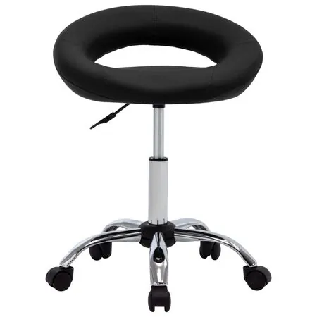  Scaun de bucătărie pivotant, negru, piele ecologică