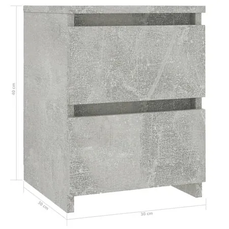  Noptieră, gri beton, 30x30x40 cm, lemn prelucrat