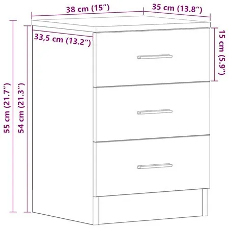  Noptiere, 2 buc., negru, 38x35x56 cm, lemn prelucrat