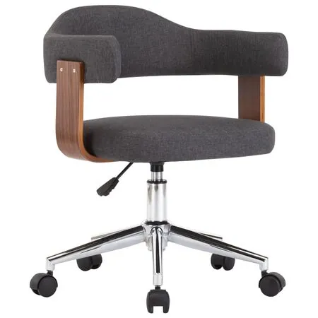  Scaun de birou pivotant, gri, lemn curbat și material textil 