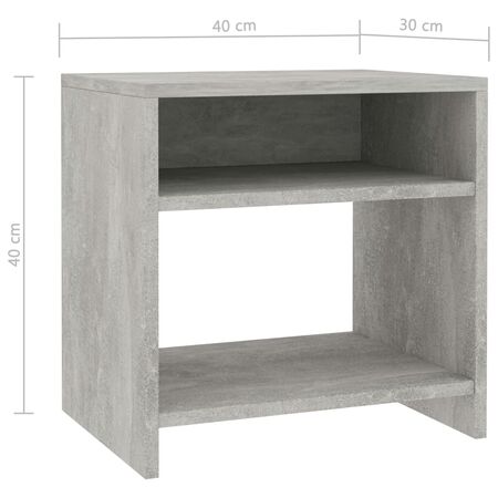  Noptiere, 2 buc., gri beton, 40x30x40 cm, lemn prelucrat