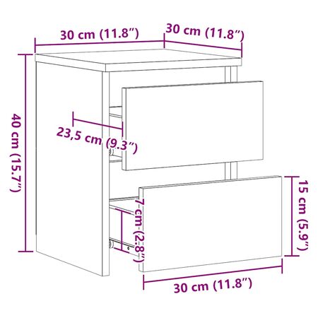  Noptiere, 2 buc., negru, 30x30x40 cm, lemn prelucrat