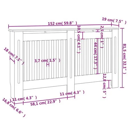  Mască de calorifer, 2 buc., alb, 152 cm, MDF