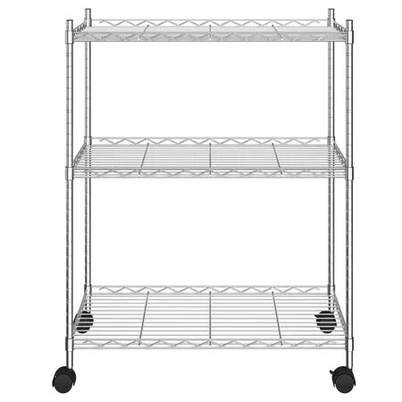  Raft depozitare cu roți, 3 niveluri, 60x35x81 cm, crom, 150 kg