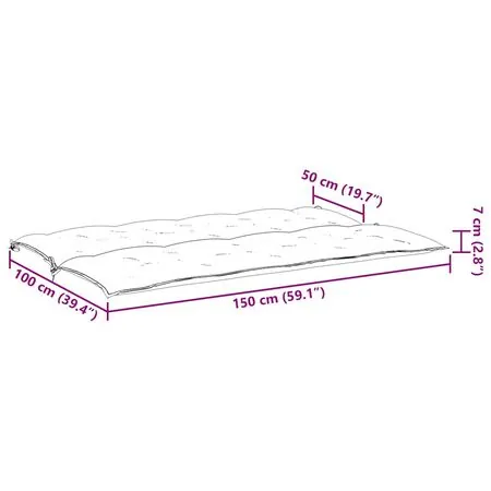  Pernă de bancă de grădină gri, 150x(50+50)x7cm, material oxford