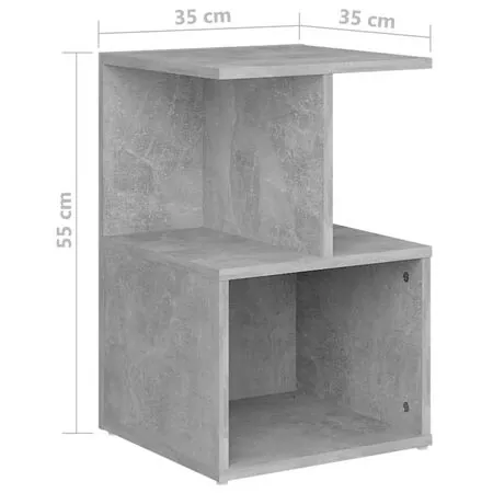  Noptiere, 2 buc., gri beton, 35x35x55 cm, PAL