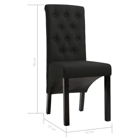   Scaune de sufragerie, 6 buc. negru, material textil