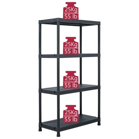  Rafturi de depozitare, 2 buc. negru, 60 x 30 x 138 cm plastic