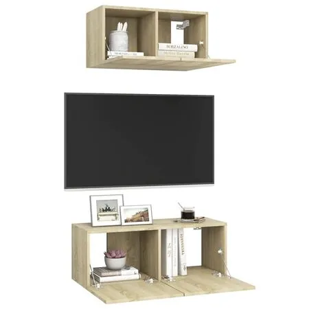  Set de dulapuri TV, 2 piese, stejar sonoma, lemn prelucrat