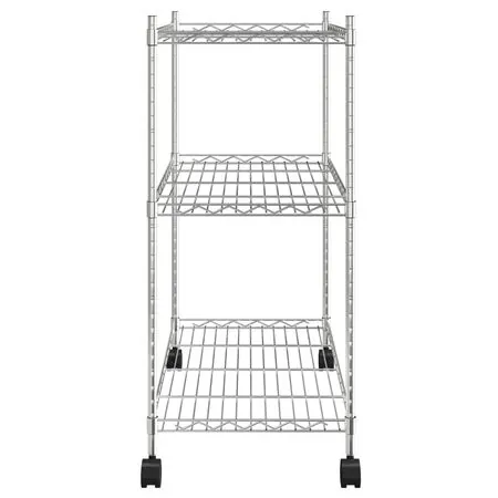  Raft depozitare cu roți, 3 niveluri, 60x35x81 cm, crom, 150 kg