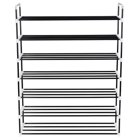  Raft încălțăminte cu 7 etajere din metal și plastic, negru