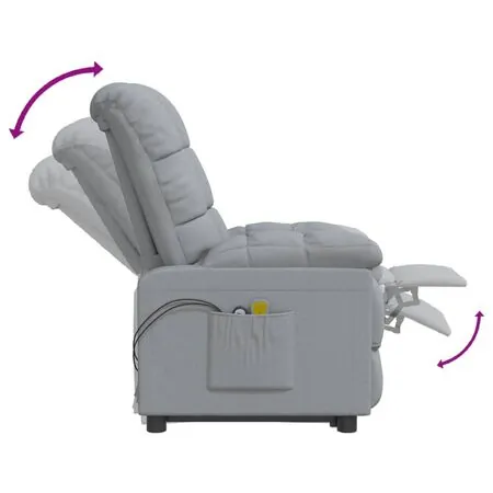  Fotoliu de masaj electric rabatabil, gri deschis, textil