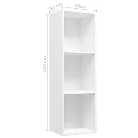  Bibliotecă/Dulap TV, alb, 36x30x114 cm, lemn prelucrat