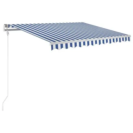  Copertină retractabilă automat, albastru și alb, 300x250 cm