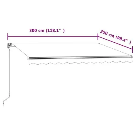  Copertină retractabilă automat, albastru și alb, 300x250 cm