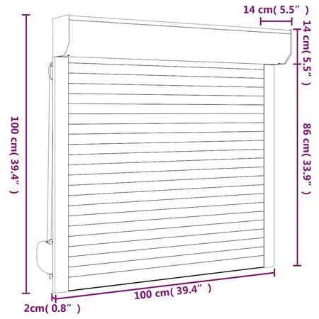  Oblon rulant, alb, 100 x 100 cm, aluminiu