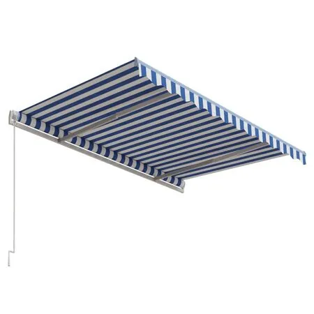  Copertină retractabilă automat, albastru și alb, 300x250 cm