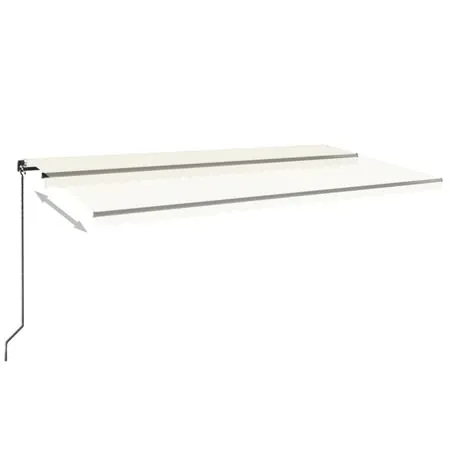  Copertină retractabilă manual cu LED, crem, 600x350 cm