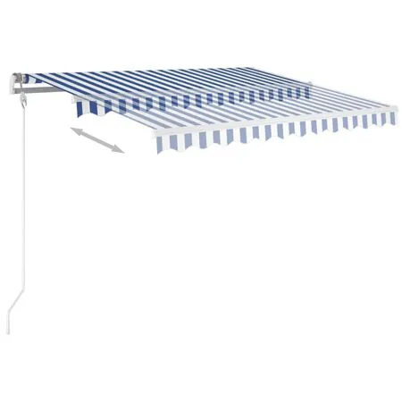  Copertină retractabilă automat, albastru și alb, 300x250 cm