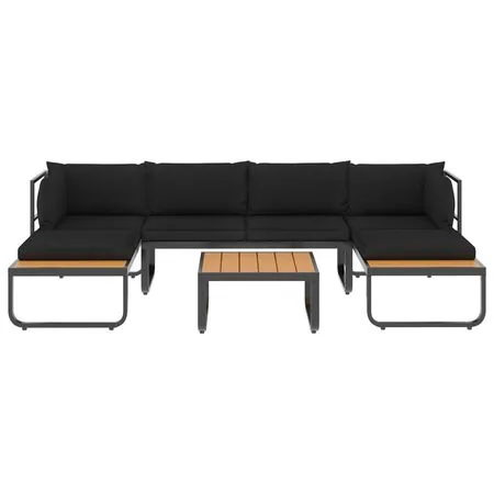  Set canapea de grădină colțar cu perne, 4 piese, aluminiu, WPC