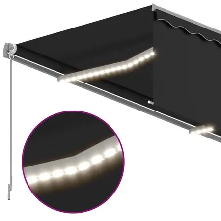  Copertină automată cu stor&senzor vânt&LED, antracit, 4x3 m  