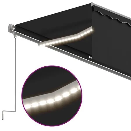  Copertină automată cu stor&LED&senzor de vânt antracit 5x3 m