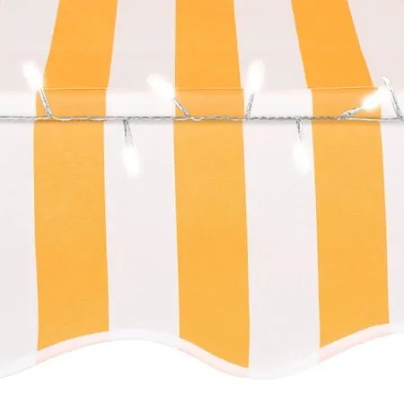  Copertină retractabilă manual cu LED, alb & portocaliu, 300 cm